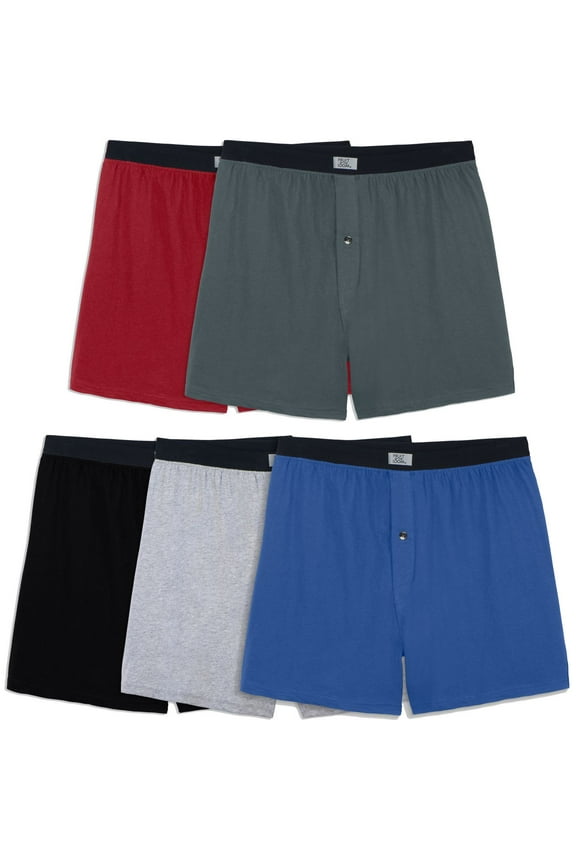 Men's Solid Knit Assorted Boxers - 5 Pack, Small