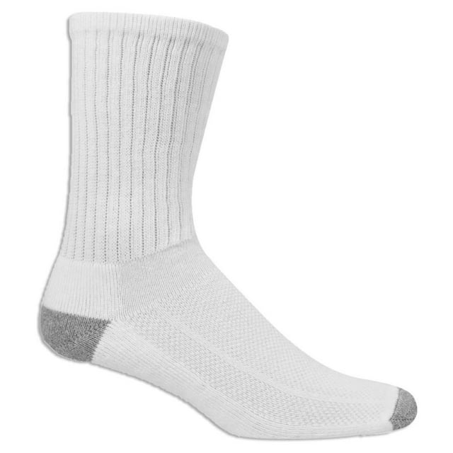 Fruit Of The Loom Mens 6 Pack Breathable Cotton Crew Socks, 6-12, White ...