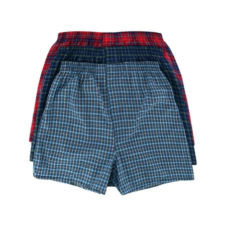 Fruit Of The Loom Mens Assorted Basic Fit Woven Boxers 3 Pack, 2XL, Assorted