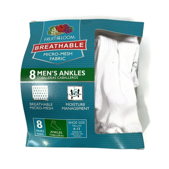 Fruit Of The Loom Mens Breathable Ankle Socks