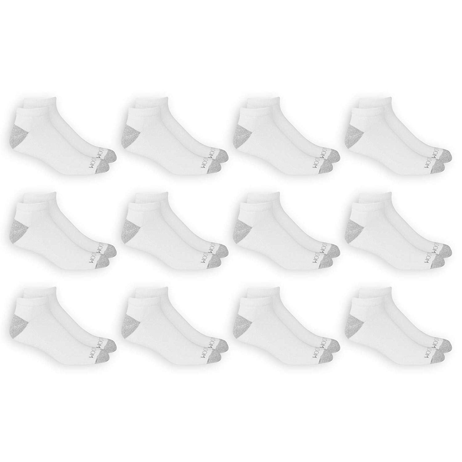 Fruit of the Loom, Mens Dual Defense Low Cut Socks, 12 Pair, White ...