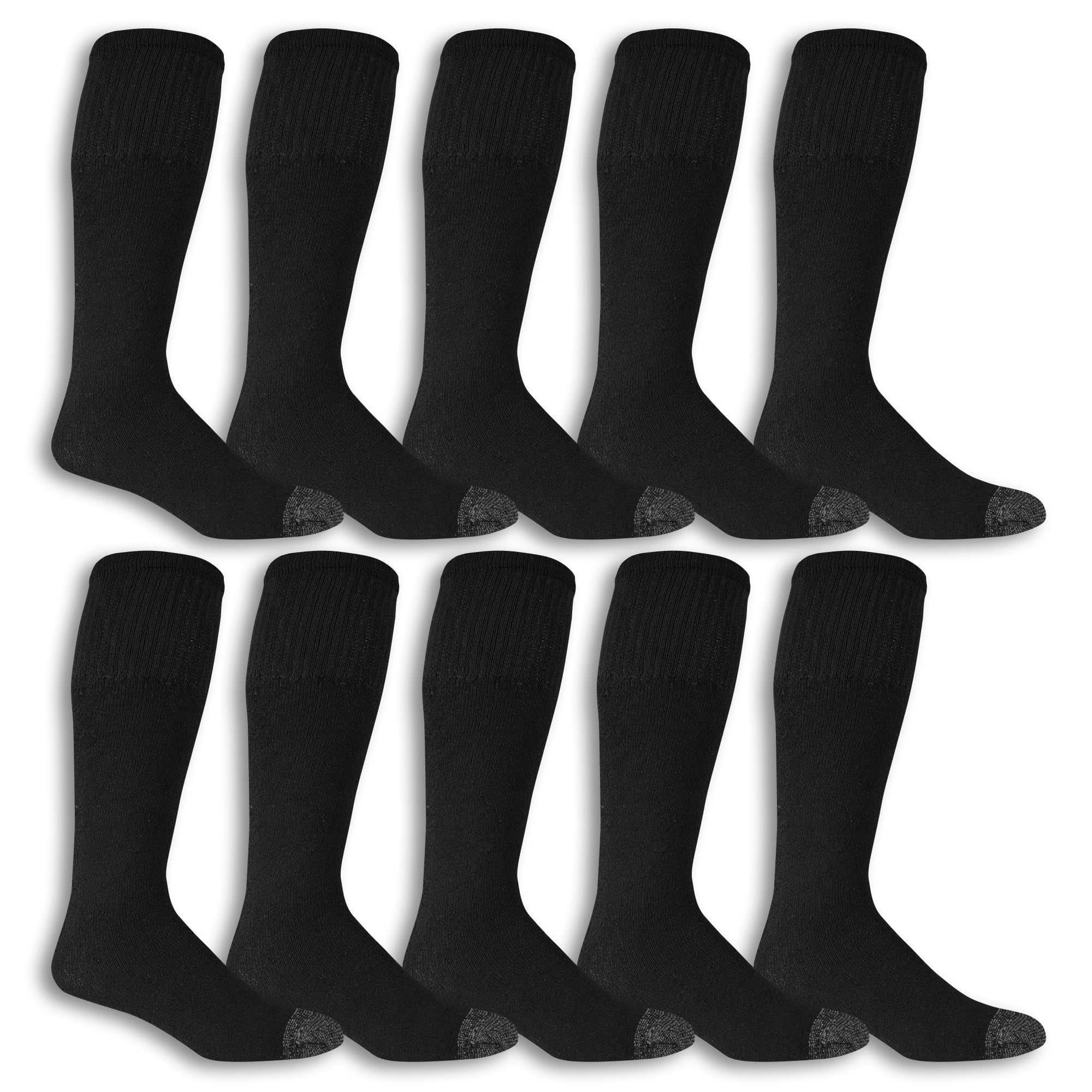 Fruit of the Loom Mens Work Gear Tube Socks, Black, Shoe Size 6.5-12 ...