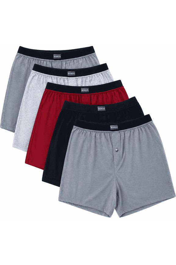 Mens Knit Boxers 5 Pack, M, Assorted, M, Assorted