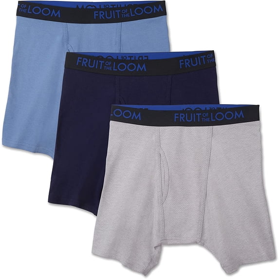 Fruit Of The Loom Mens Premium Breathable Boxer Briefs ,Assorted, Medium, 3 Pack