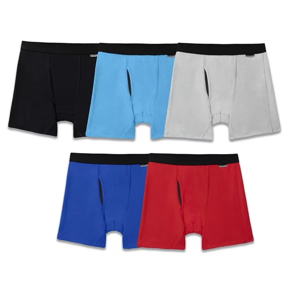 Fruit Of The Loom Mens Signature Essentials 5 Pack Everyday Stretch Boxer Briefs, Large, Assorted