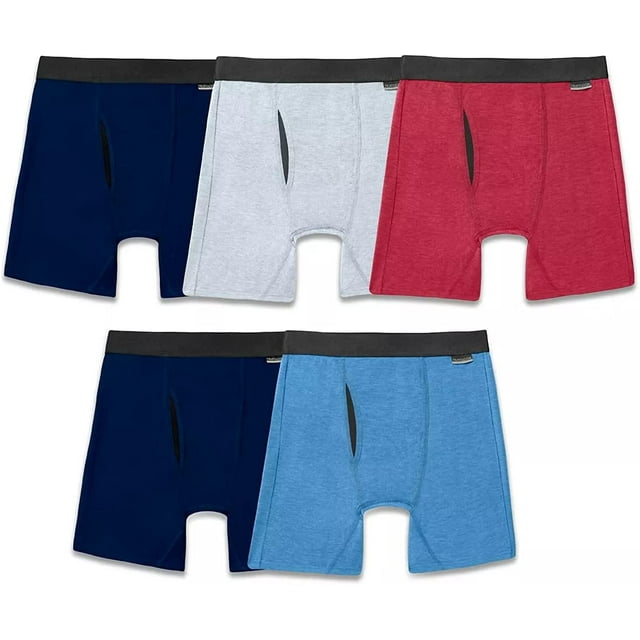 5 Boxer Uomo Fruit Of The Loom Essentials | Morbidi E Traspiranti | Confezione Multi Taglia M | Vestibilità Regolare - 2
