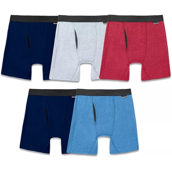 Men's Fruit of the Loom Essentials 5-Pack True Comfort Boxer Briefs Multicolor