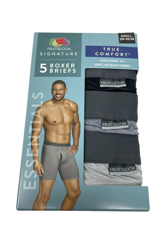 Mens Signature Essentials 5 Pack True Comfort Boxer Briefs