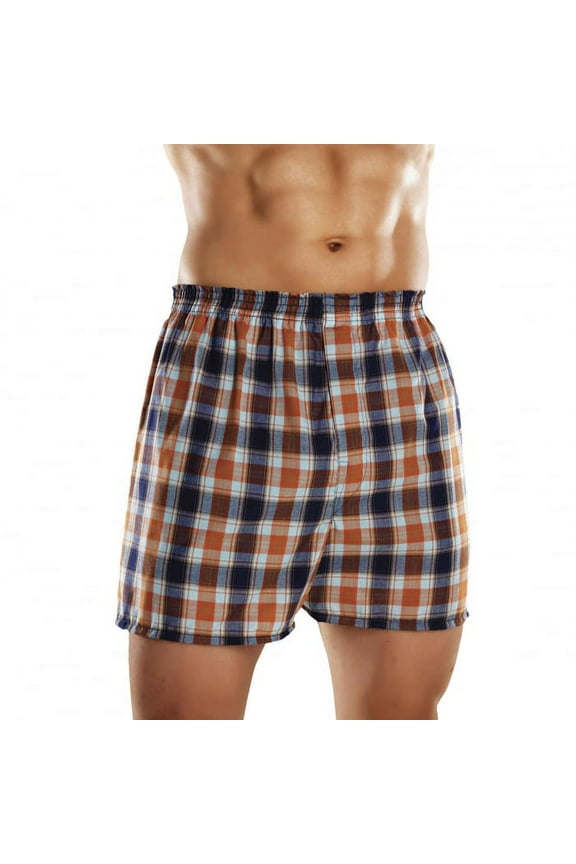 Mens Woven Plaid Boxers Medium 5 Pack