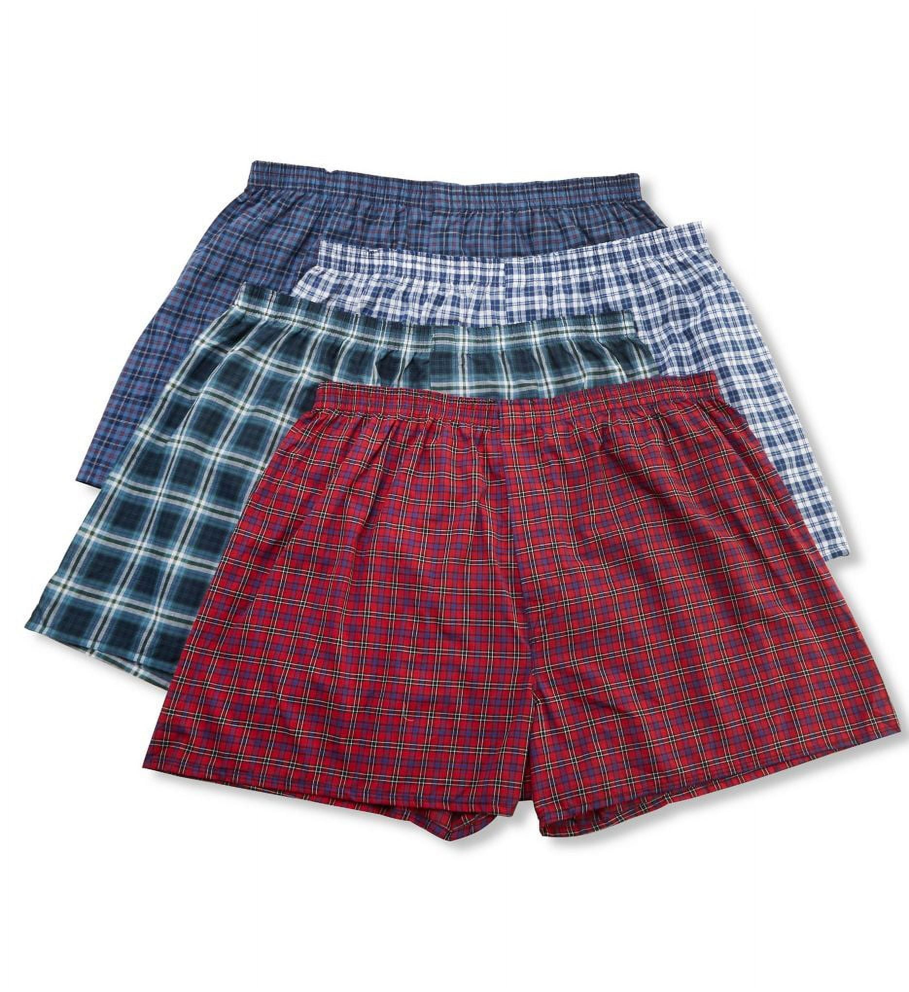 Fruit of the Loom Mens Woven Tartar Boxers 4 Pack, 2XL, Assorted