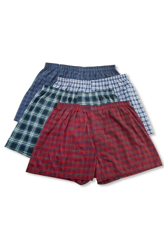 Mens Woven Tartar Boxers 4 Pack, 2XL, Assorted