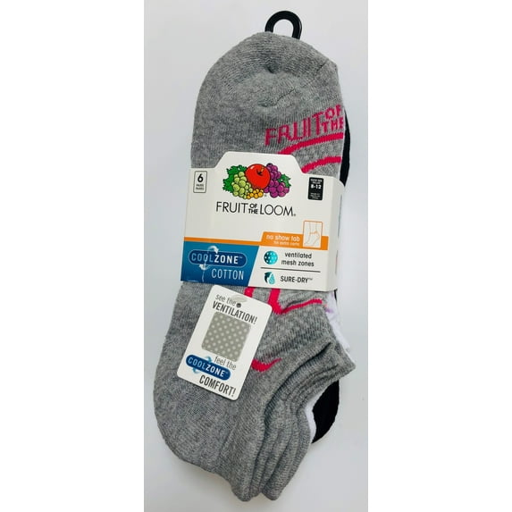 Fruit Of The Loom No Show Tab Comfort Socks, 6 Pairs