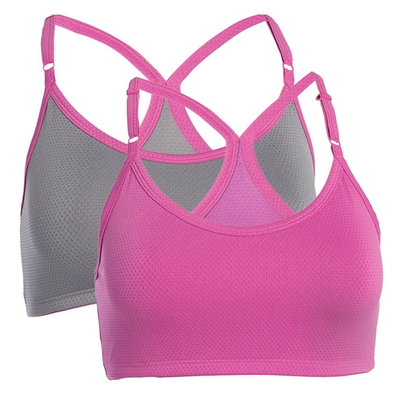 Fruit Of The Loom Signature Ladies 2 Pack Breathable Sports Bras Magenta Grey M