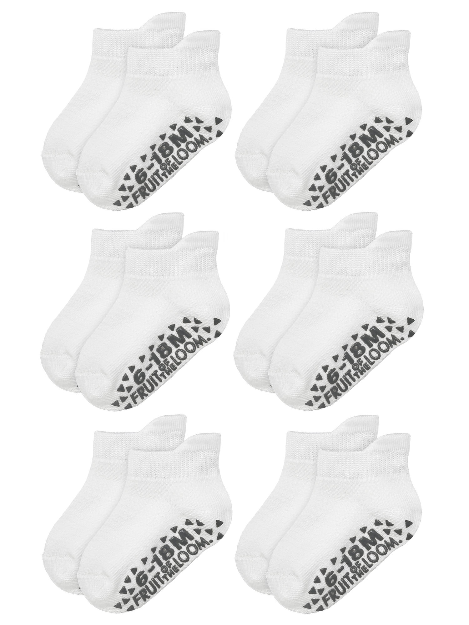 Fruit of the Loom Toddler Low-Cut Socks, 6-Pack, Size 6M-5T