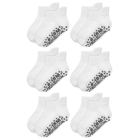 Fruit of the Loom Toddler Low-Cut Socks, 6-Pack, Size 6M-5T