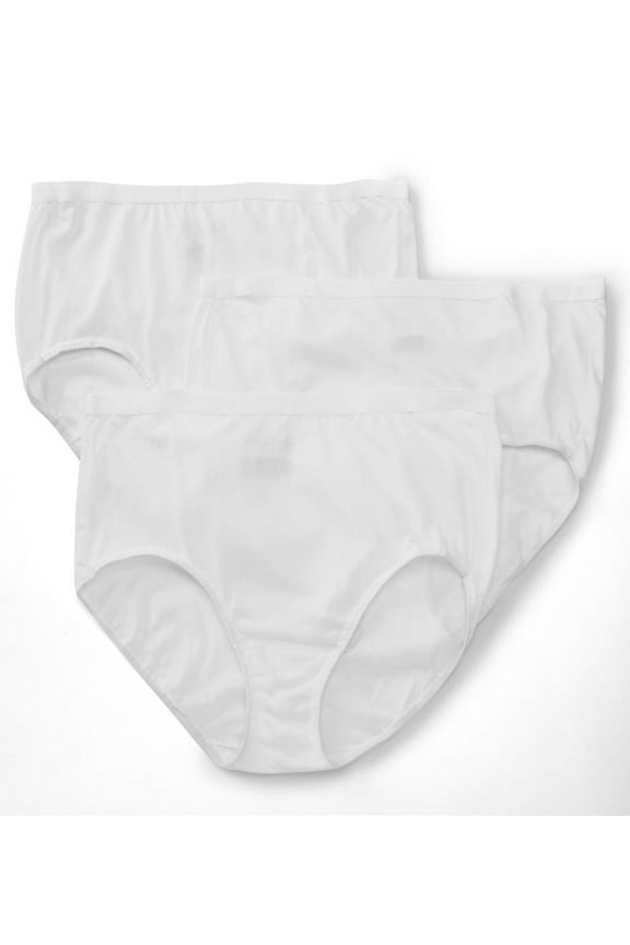 Women's Fit for Me Plus Size Cotton Brief Panties, 3 Pack
