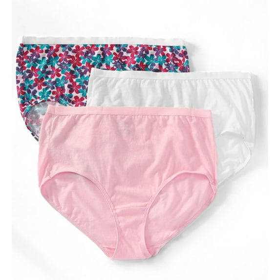 Fruit Of The Loom Women's Fit for Me Plus Size Cotton Brief Panties, 3 Pack