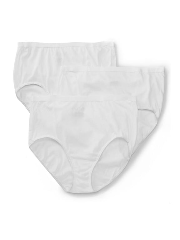 Women's Fit for Me Plus Size Cotton Brief Panties, 3 Pack