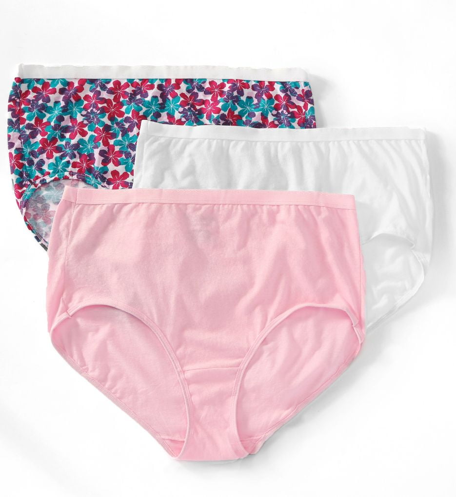 Fruit Of The Loom Women's Fit for Me Plus Size Cotton Brief Panties, 3 Pack