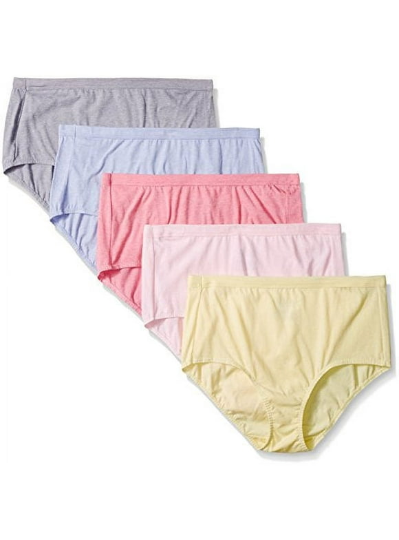 Fruit Of The Loom Women's Plus Size 5 Pack Fit for Me Beyond Soft Brief, Assorted, 10