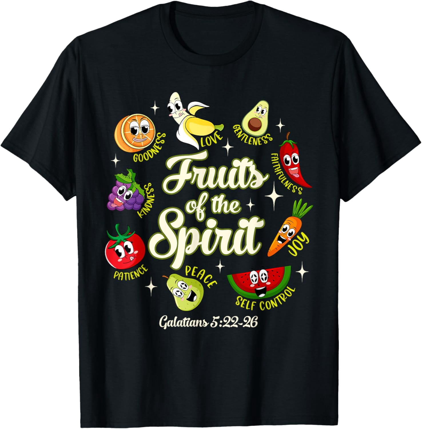 Fruit Of The Spirit Christian Bible Verse Galatians 5:22 T-Shirt ...