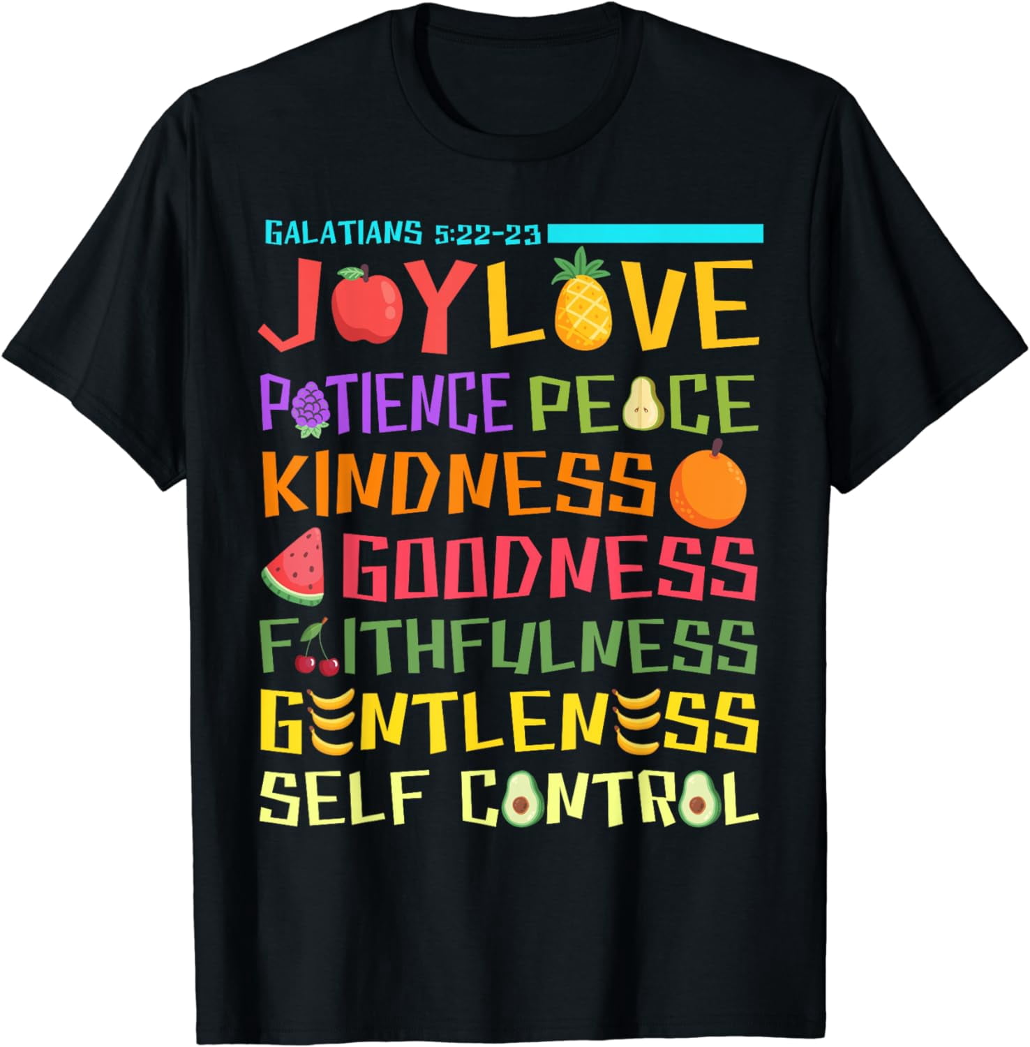 Fruit Of The Spirit Christian Bible Verse T-Shirt - Walmart.com