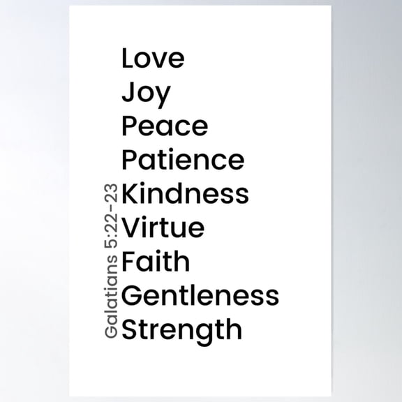 Fruit Of The Spirit | Galatians 5:22-23 Poster Wall Art, Modern Wall Decor For Living Room Bedroom, 8x12 UNFRAMED