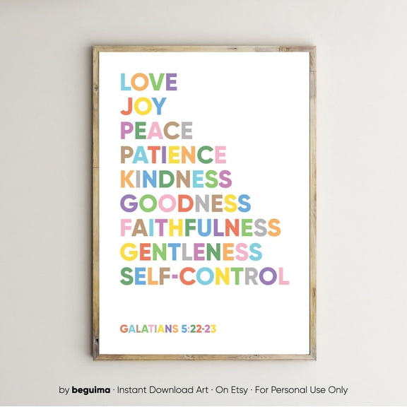 Fruit Of The Spirit,Galatians,Bible Verse Prints Christian Wall Art Scripture Signs Posters Inspiring Quotes Unframed Paper Print