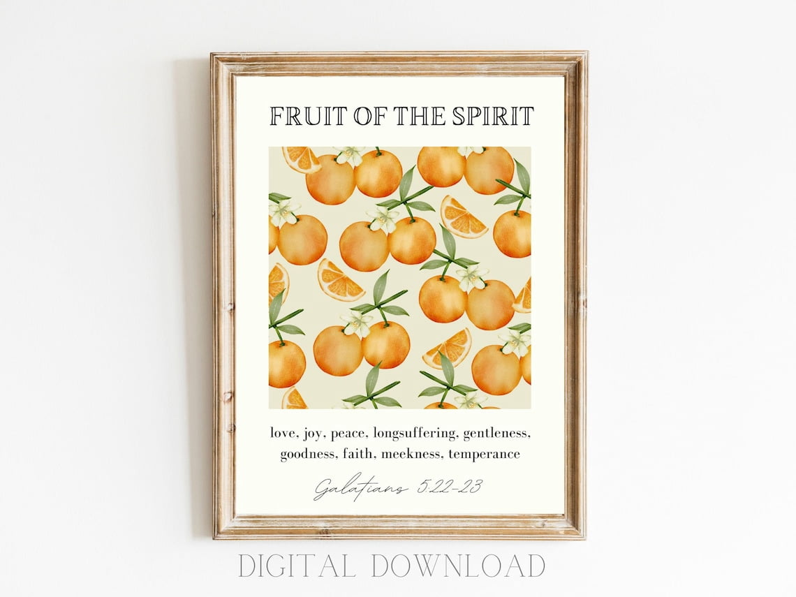 Fruit Of The Spirit Poster Galatians 5 22 23 Vintage Christian Wall Art ...