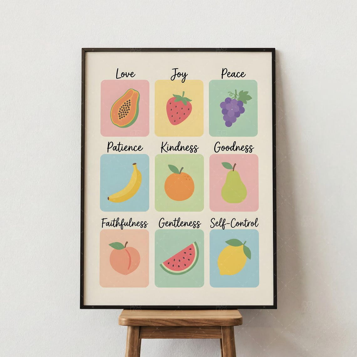 Fruit Of The Spirit Wall Art Print, Christian Inspirational Colorful ...
