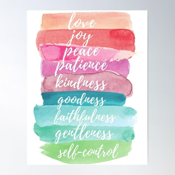 Fruit Of The Spirit Watercolor Rainbow Design Poster Wall Art, Modern Wall Decor For Living Room Bedroom, 8x12 UNFRAMED