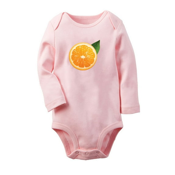 Fruit Orange Image Print Cute Rompers, Newborn Baby Unisex Bodysuits, Infant Jumpsuits, Toddler 0-12 Months Kids Long Sleeves Oufits (Pink, 0-6 Months)