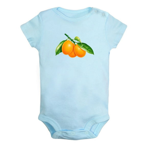 Fruit Orange Image Print Rompers For Babies, Newborn Baby Unisex Bodysuits, Infant Jumpsuits, Toddler 0-24 Months Kids One-Piece Oufits (Blue, 0-6 Months)