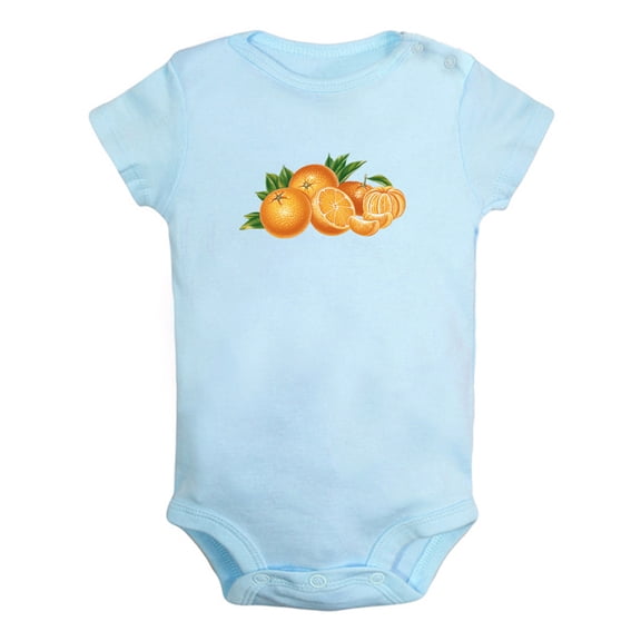 Fruit Orange Image Print Rompers For Babies, Newborn Baby Unisex Bodysuits, Infant Jumpsuits, Toddler 0-24 Months Kids One-Piece Oufits (Blue, 18-24 Months)