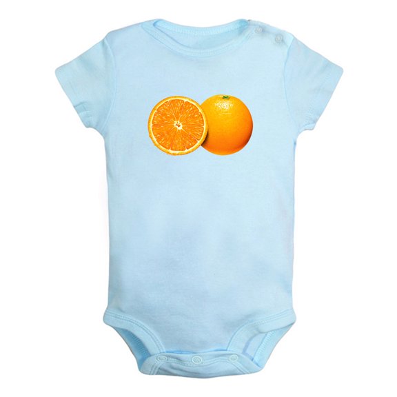 Fruit Orange Image Print Rompers For Babies, Newborn Baby Unisex Bodysuits, Infant Jumpsuits, Toddler 0-24 Months Kids One-Piece Oufits (Blue, 6-12 Months)