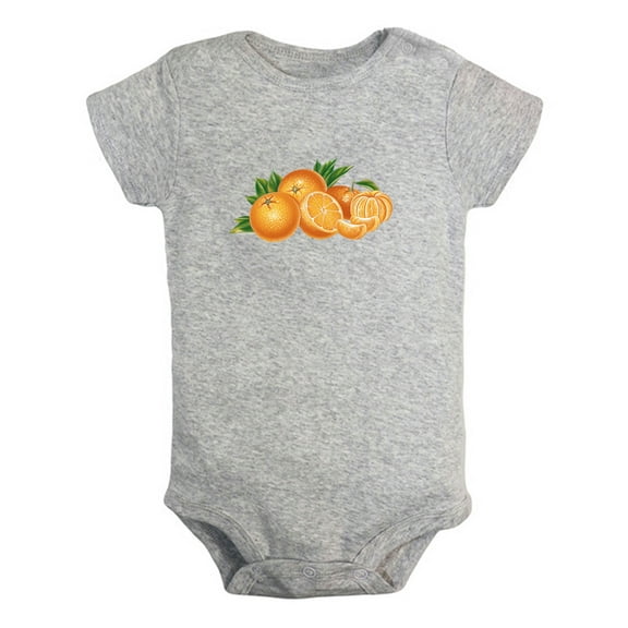 Fruit Orange Image Print Rompers For Babies, Newborn Baby Unisex Bodysuits, Infant Jumpsuits, Toddler 0-24 Months Kids One-Piece Oufits (Gray, 0-6 Months)