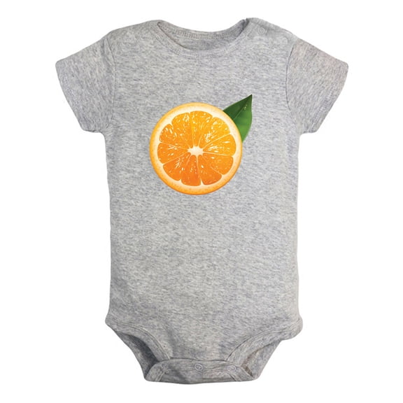 Fruit Orange Image Print Rompers For Babies, Newborn Baby Unisex Bodysuits, Infant Jumpsuits, Toddler 0-24 Months Kids One-Piece Oufits (Gray, 6-12 Months)