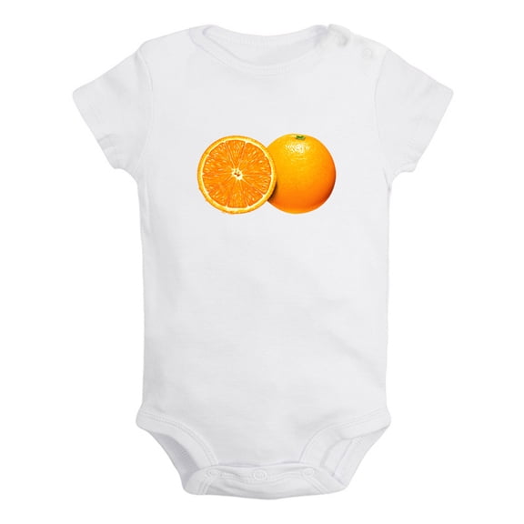 Fruit Orange Image Print Rompers For Babies, Newborn Baby Unisex Bodysuits, Infant Jumpsuits, Toddler 0-24 Months Kids One-Piece Oufits (White, 18-24 Months)