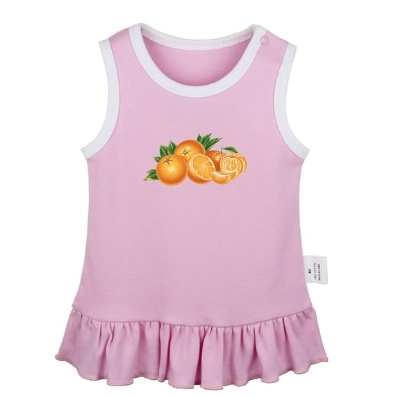 Fruit Orange Pattern Dresses For Baby, Newborn Babies Skirts, Infant Princess Dress, 0-24M Kids Graphic Clothes (Pink Sleeveless Dresses, 12-18 Months)