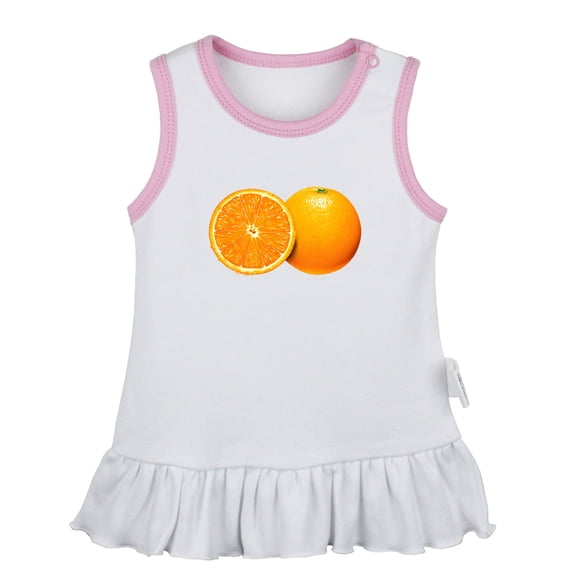 Fruit Orange Pattern Dresses For Baby, Newborn Babies Skirts, Infant Princess Dress, 0-24M Kids Graphic Clothes (White Sleeveless Dresses, 18-24 Months)