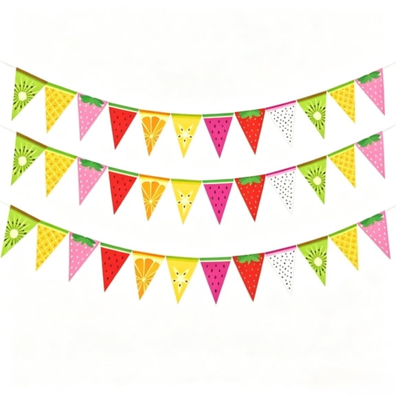 Fruit Party Banner Decorative Triangle for Birthdays and Parties 3 Pieces