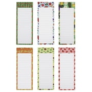 Fruit Pattern Grocery List Magnet Pad for Fridge - 6 Pack of Vibrant Note Pads with Full Magnetic Back and 60 Sheets Each