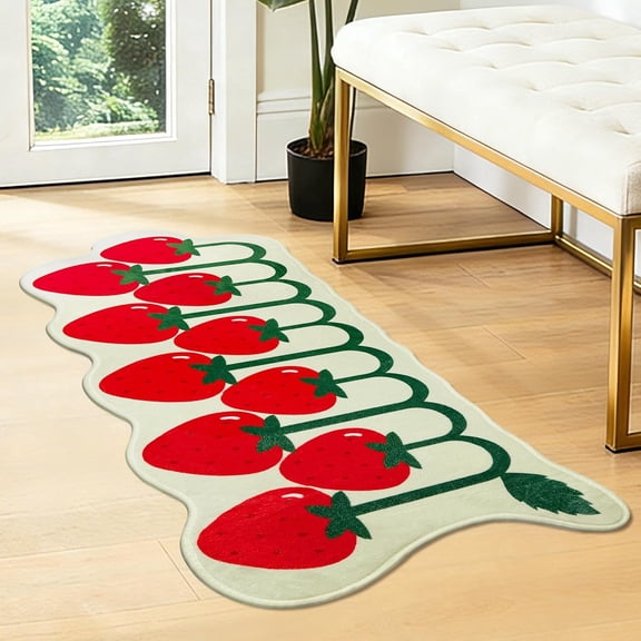 Fruit Pattern Kitchen Rug, Non-Slip Washable Indoor Doormat, Cute Floor Mat for Kitchen, Bathroom, Entryway - Low Profile, 20" x 48"