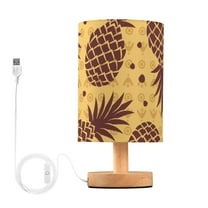 Fruit Pattern Pineapple Bedside Table Lamp LED Warm Lights with USB Charging Port Retro Cylinder Desk Lamps