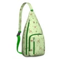 thumbnail image 1 of Fruit Pattern Sling Backpack&nbsp;- Vibrant Avocado & Leaf Design, Durable Shoulder Pack for Students, 1 of 4