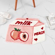 Fruit Peach Bath Mat for Bathroom Cute Peachy Pink Bathroom Mats Non Slip Fruit Bath Mat Milk Cartoon Plush Shower Rug Absorbent Decor Bathtub Mat Washable 21.6x27.5in