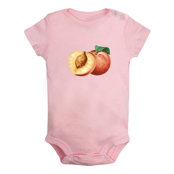 Fruit Peach Image Print Rompers For Babies, Newborn Baby Unisex Bodysuits, Infant Jumpsuits, Toddler 0-24 Months Kids One-Piece Oufits (Pink, 18-24 Months)