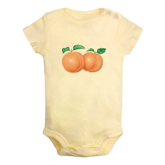 Fruit Peach Image Print Rompers For Babies, Newborn Baby Unisex Bodysuits, Infant Jumpsuits, Toddler 0-24 Months Kids One-Piece Oufits (Yellow, 12-18 Months)