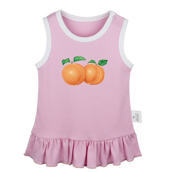 Fruit Peach Pattern Dresses For Baby, Newborn Babies Skirts, Infant Princess Dress, 0-24M Kids Graphic Clothes (Pink Sleeveless Dresses, 6-12 Months)
