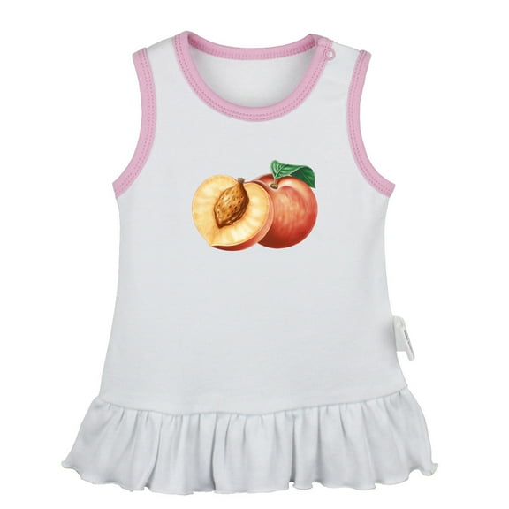 Fruit Peach Pattern Dresses For Baby, Newborn Babies Skirts, Infant Princess Dress, 0-24M Kids Graphic Clothes (White Sleeveless Dresses, 0-6 Months)